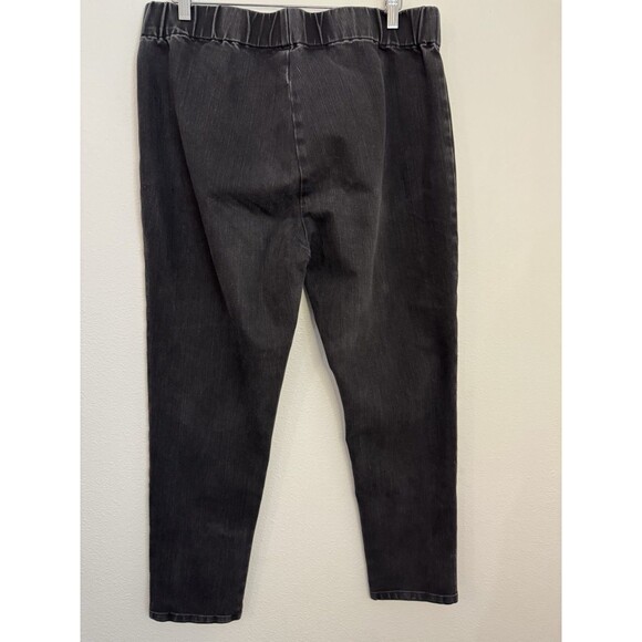 Soft Surroundings Women's XL Pull On Jeans Black Straight Denim Classic Elastic - Picture 2 of 8